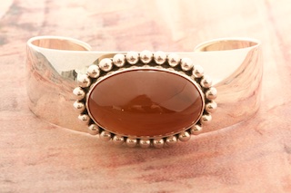 Artie Yellowhorse Genuine Brazilian Agate Sterling Silver Bracelet